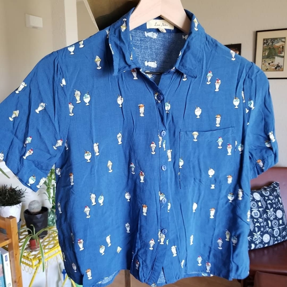 Cropped Button-Up Blouse, Ice Cream Sundaes
